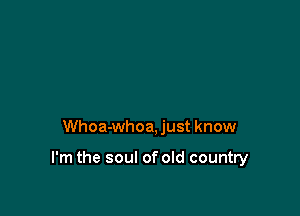 Whoa-whoa, just know

I'm the soul of old country