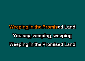 Weeping in the Promised Land

You say, weeping, weeping

Weeping in the Promised Land