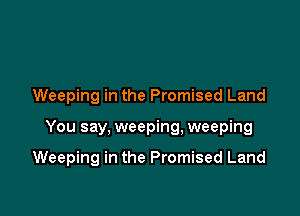 Weeping in the Promised Land

You say, weeping, weeping

Weeping in the Promised Land