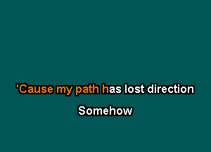 'Cause my path has lost direction

Somehow