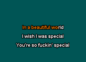 In a beautiful world

Iwish I was special

You're so fuckin' special