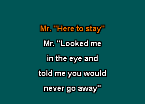 Mr. Here to stay

Mr. Looked me
in the eye and
told me you would

never go away