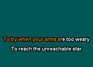 To try when your arms are too weary

To reach the unreachable star