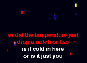 is it cold in here
or is it just you