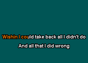 Wishin I could take back all I didn't do
And all that I did wrong