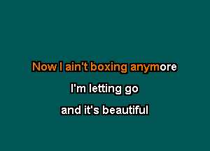 Now I ain't boxing anymore

I'm letting go

and it's beautiful