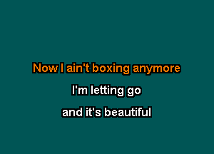 Now I ain't boxing anymore

I'm letting go

and it's beautiful