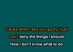 Cause when I see you go by ljust

can't deny the things I should

Now I don't know what to do