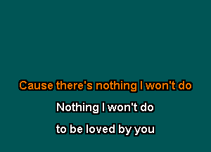 Cause there's nothing lwon't do

Nothing I won't do
to be loved by you