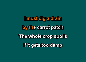 I must dig a drain

by the carrot patch

The whole crop spoils

if it gets too damp