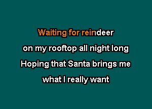 Waiting for reindeer

on my rooftop all night long

Hoping that Santa brings me

what I really want