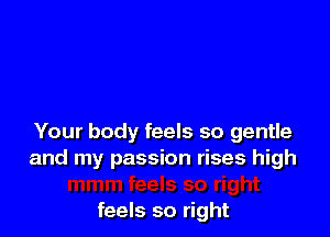 Your body feels so gentle
and my passion rises high

feels so right
