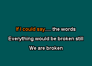 lfl could say ..... the words

Everything would be broken still

We are broken