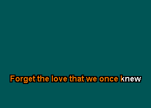 Forget the love that we once knew