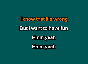 I know that its wrong

But I want to have fun
Hmm yeah

Hmm yeah