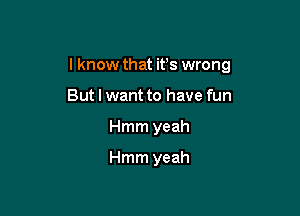 I know that its wrong

But I want to have fun
Hmm yeah

Hmm yeah