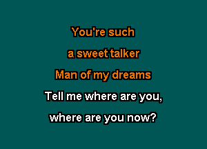 You're such
a sweet talker

Man of my dreams

Tell me where are you,

where are you now?