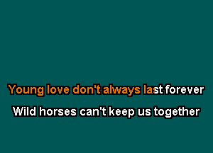 Young love don't always last forever

Wild horses can't keep us together