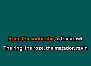 From the contender to the brawl

The ring, the rose, the matador, ravin