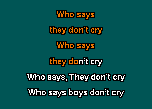 Who says
they donT cry
Who says
they don't cry

Who says. They don t cry

Who says boys dowt cry