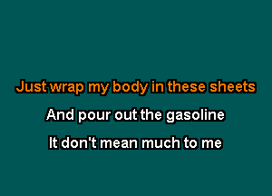 Just wrap my body in these sheets

And pour out the gasoline

It don't mean much to me