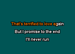 That's terrified to love again

But I promise to the end

I'll never run