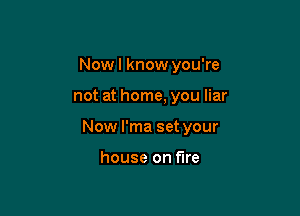 Now I know you're

not at home, you liar

Now l'ma set your

house on fire