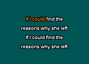 lfl could find the
reasons why she left
lfl could find the

reasons why she left