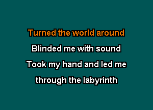 Turned the world around

Blinded me with sound

Took my hand and led me

through the labyrinth