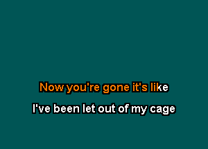 Now you're gone it's like

I've been let out of my cage
