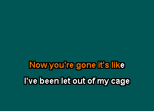 Now you're gone it's like

I've been let out of my cage