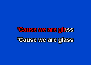 'Cause we are glass

'Cause we are glass