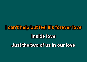 I can't help but feel it's forever love

Inside love

Just the two of us in our love