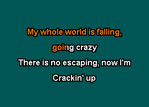 My whole world is falling,

going crazy

There is no escaping, now I'm

Crackin' up