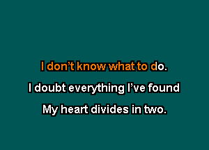 I don t know what to do.

I doubt everything I've found
My heart divides in two.