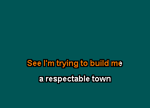 See I'm trying to build me

a respectable town