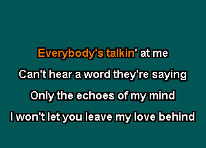 Everybody's talkin' at me
Can't hear a word they're saying

Only the echoes of my mind

lwon't let you leave my love behind