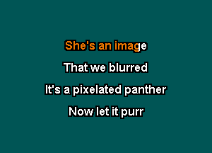 She's an image

That we blurred

It's a pixelated panther

Now let it purr