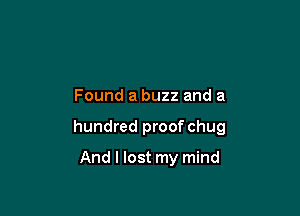 Found a buzz and a

hundred proof chug

And I lost my mind