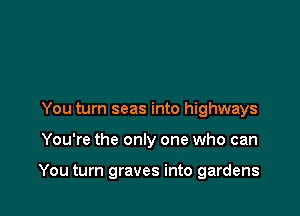 You turn seas into highways

You're the only one who can

You turn graves into gardens