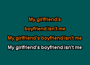 My girlfriend's

boyfriend isn't me

My girlfriend's boyfriend isn't me

My girlfriend's boyfriend isn't me