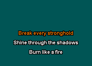 Break every stronghold

Shine through the shadows

Bum like a fire