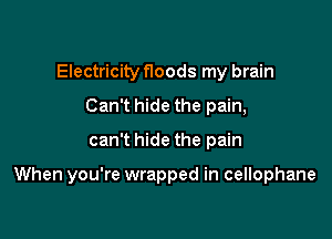Electricity floods my brain
Can't hide the pain,

can't hide the pain

When you're wrapped in cellophane