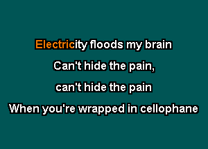 Electricity floods my brain
Can't hide the pain,

can't hide the pain

When you're wrapped in cellophane