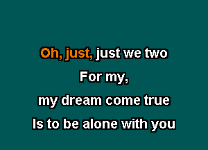 Oh, just, just we two
For my,
my dream come true

Is to be alone with you