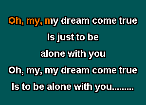 Oh, my, my dream come true

Is just to be
alone with you
Oh, my, my dream come true
Is to be alone with you .........