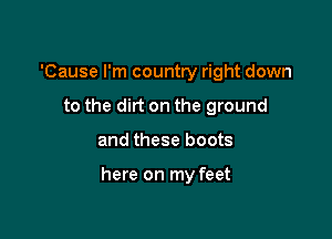 'Cause I'm country right down
to the dirt on the ground

and these boots

here on my feet
