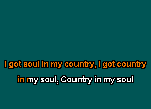 I got soul in my country, I got country

in my soul, Country in my soul