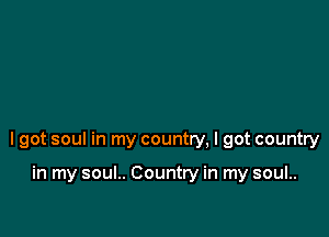 I got soul in my country, I got country

in my soul.. Country in my soul..