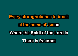 Every stronghold has to break

at the name ofJesus

Where the Spirit ofthe Lord is

There is freedom